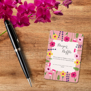 Carte D'accompagnement Bébé En Fleur Coloré Fleur Feuillage Raffle