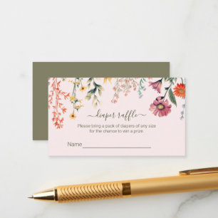 Carte D'accompagnement Bébé en fleur de couches Raffle Billets Enceinte