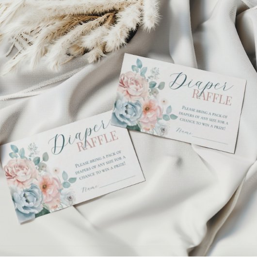 Carte D'accompagnement Bébé en fleur Dusty Baby shower bleu tombole