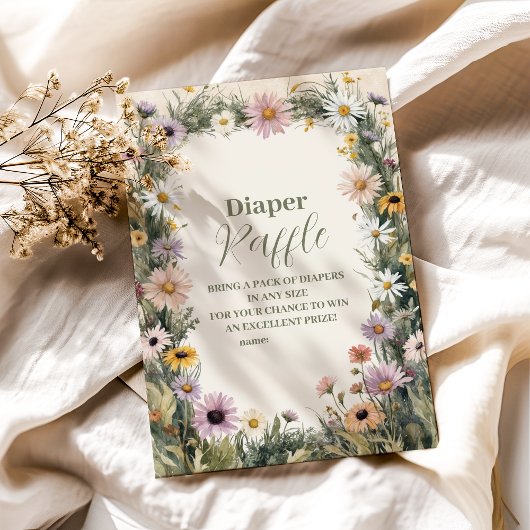 Carte D'accompagnement Bébé en Fleur Jardin Diapper Raffle