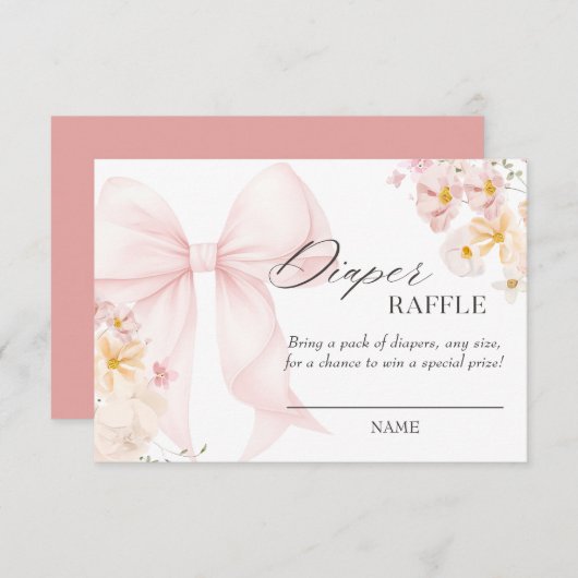 Carte D'accompagnement Bébé en fleur rose chou Raffle (Devant / Derrière)