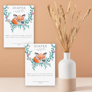 Carte D'accompagnement Bébé en Fleur Woodland Fox tombole de couche