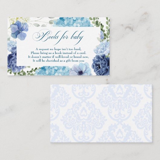 Carte D'accompagnement Bébé en fleurs livres de chinoiserie fleurie pour (Devant / Derrière)