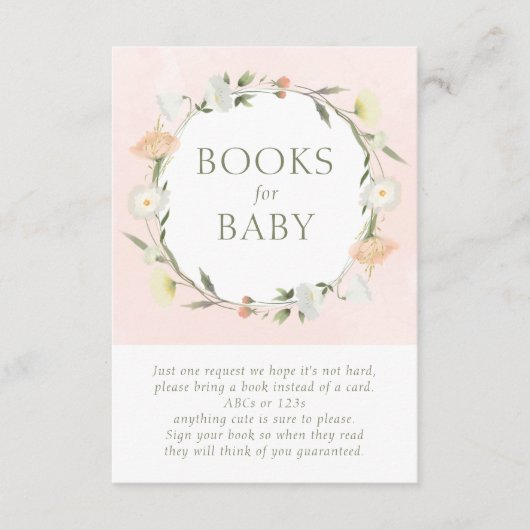 Carte D'accompagnement Bébé en fleurs Livres de douche pour bébé (Devant)