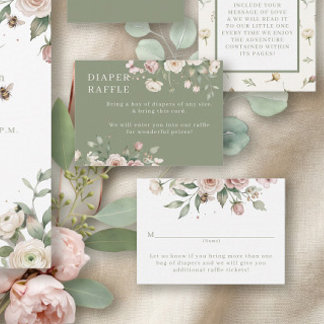 Carte D'accompagnement Bébé Fille à Devenir Fleur de Sauge Fille Raffle d