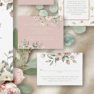 Carte D'accompagnement Bébé Fille à Devenir Rose Floral Fille Couches Par
