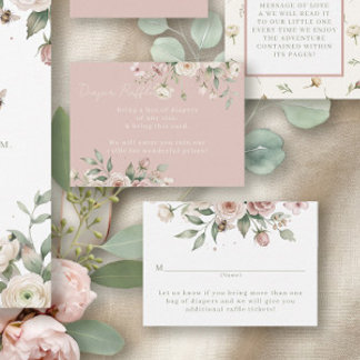 Carte D'accompagnement Bébé Fille à Devenir Rose Floral Fille Couches Par