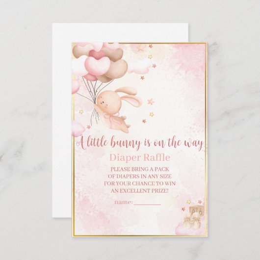 Carte D'accompagnement Bébé Fille Lapin Baby shower Déchets Raffle (Devant / Derrière)