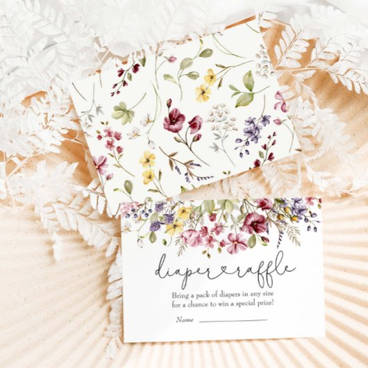 Carte D'accompagnement Bébé fleur sauvage En Fleur Douche Déchets Raffle