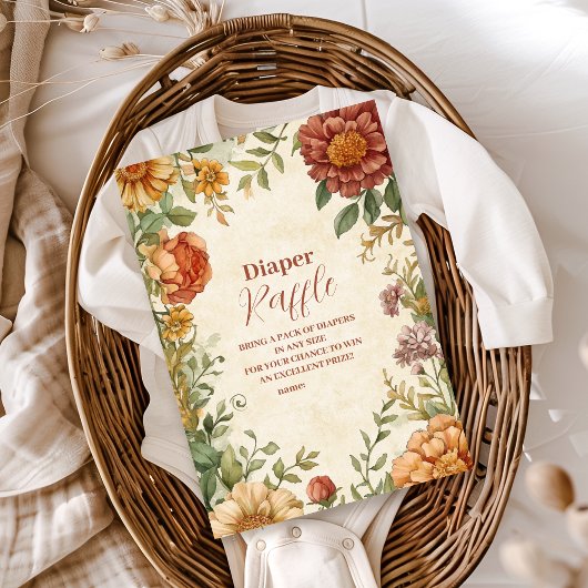 Carte D'accompagnement Bébé floral en terre cuite en fleur Diapper Raffle