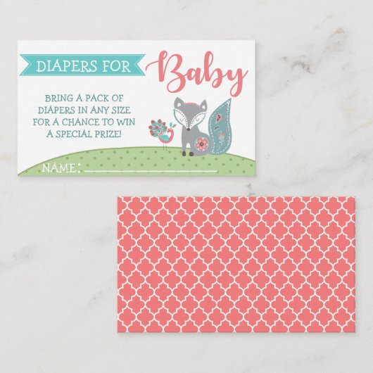 Carte D'accompagnement Bébé Fox Déchets Raffle Billets (Devant / Derrière)