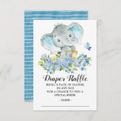 Carte D'accompagnement Bébé Garçon éléphant Douche Déchets Raffle Billet (Devant / Derrière)