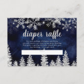 Carte D'accompagnement Bébé hiver argent sapin marine tirage au sort couc (Devant)