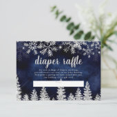 Carte D'accompagnement Bébé hiver argent sapin marine tirage au sort couc (Debout devant)