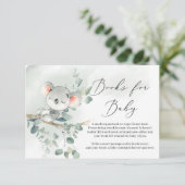Carte D'accompagnement Bébé koala vert eucalyptus feuille Livres pour béb (Debout devant)