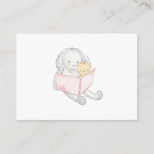 Carte D'accompagnement *~* Bébé Lapin Lapin Lecture Teddy Apportez un liv (Dos)