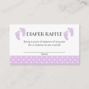 Carte D'accompagnement Bébé mauve pieds Baby shower Déchets Raffle Billet