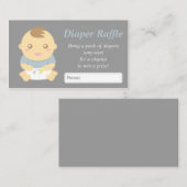 Carte D'accompagnement Bébé mignon garçon Douche gris couche Tickets Raff (Devant / Derrière)