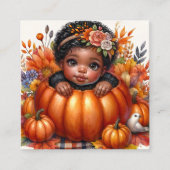Carte D'accompagnement Bébé Noir Fille En Citrouille Automne Thème (Devant)