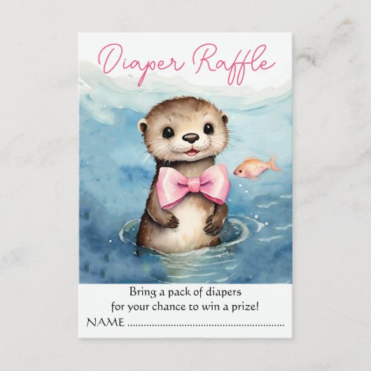 Carte D'accompagnement Bébé Otter Fille Baby shower Déchets Raffle (Devant)