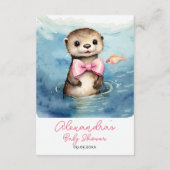 Carte D'accompagnement Bébé Otter Fille Baby shower Déchets Raffle (Dos)