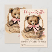 Carte D'accompagnement Bébé Ours Cub Fille Baby shower Déchets Raffle (Devant / Derrière)