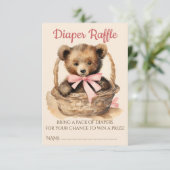 Carte D'accompagnement Bébé Ours Cub Fille Baby shower Déchets Raffle (Debout devant)