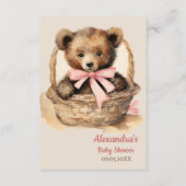 Carte D'accompagnement Bébé Ours Cub Fille Baby shower Déchets Raffle (Dos)