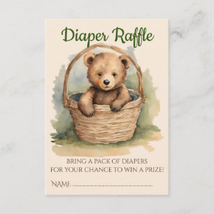 Carte D'accompagnement Bébé Ours Sexe Baby shower neutre Déchets Raffle