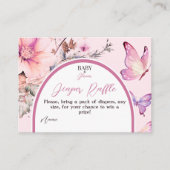 Carte D'accompagnement Bébé papillon en fleur fille Baby shower couche (Devant)
