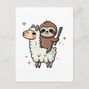 Carte D'accompagnement Bébé paresseux et lama mignons