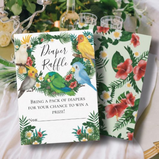 Carte D'accompagnement Bébé perroquets exotiques tropicaux mignons Tirage