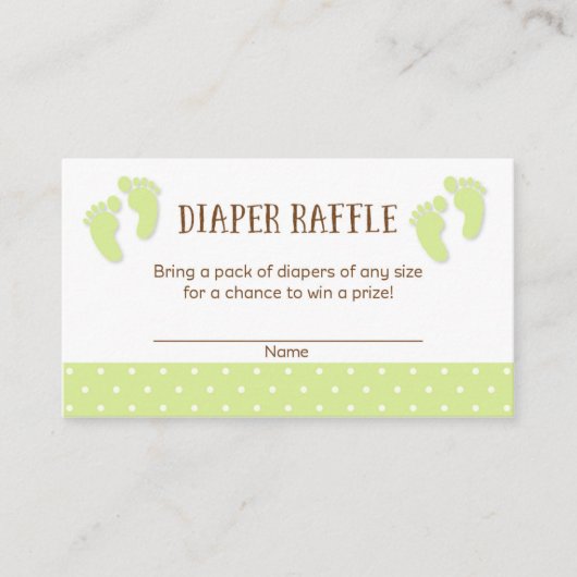 Carte D'accompagnement Bébé Pieds Baby shower Déchets Raffle Billets (Devant)