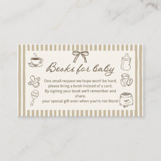 Carte D'accompagnement Bébé prépare du café Livres pour bébé Shower