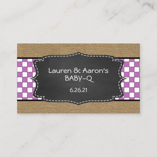 Carte D'accompagnement Bébé Q Déchet Raffle Billet Purple (Dos)