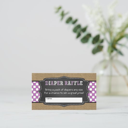 Carte D'accompagnement Bébé Q Déchet Raffle Billet Purple (Debout devant)