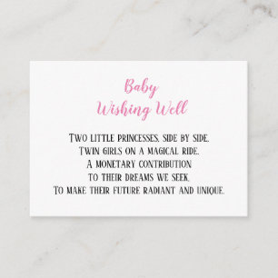 Carte D'accompagnement Bébé rose Twin Girls Souhaitant bien Baby shower