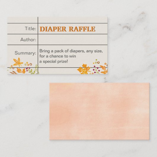 Carte D'accompagnement Bébé Shower d'Automne Gâteau Diaper Raffle (Devant / Derrière)