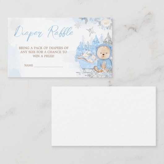 Carte D'accompagnement Bébé Son Froid Hors Bleu Ours Raffle (Devant / Derrière)