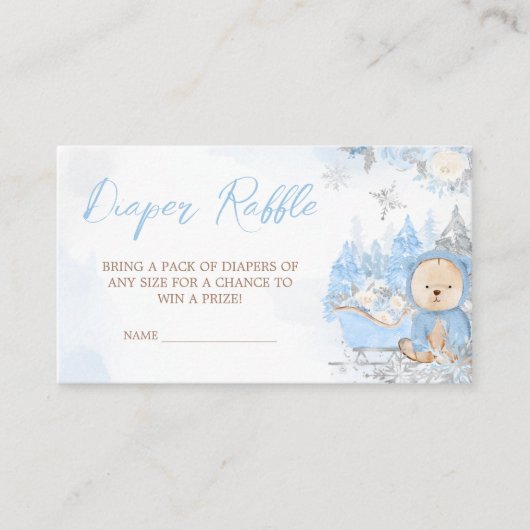 Carte D'accompagnement Bébé Son Froid Hors Bleu Ours Raffle (Devant)