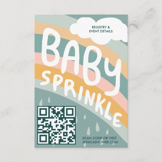 Carte D'accompagnement BÉBÉ SPRINKLE Nuages Rainbow Cute QR CODE Personna (Devant)