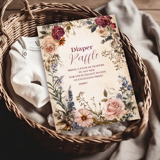 Carte D'accompagnement Bébé Whimsical en fleur Fleur sauvage Diapper Raff