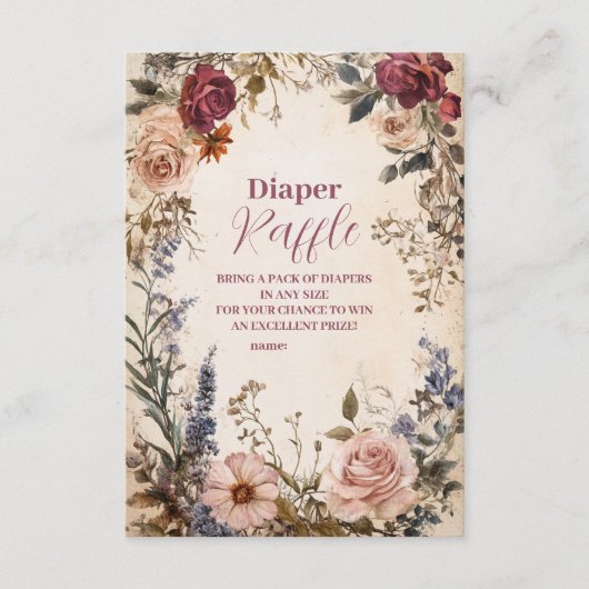 Carte D'accompagnement Bébé Whimsical en fleur Fleur sauvage Diapper Raff (Devant)