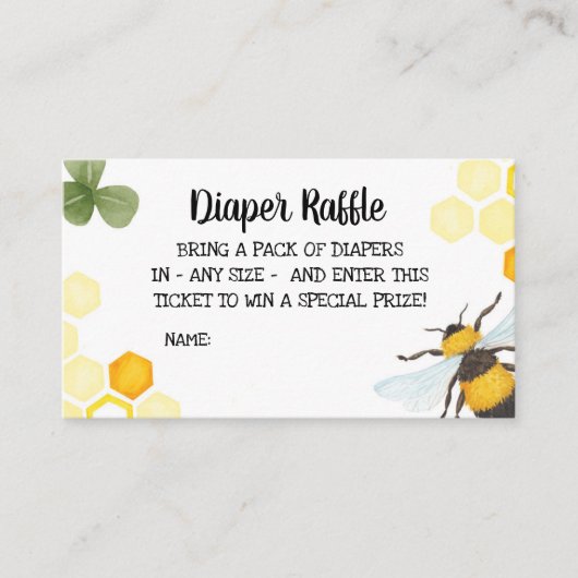 Carte D'accompagnement Bee Baby shower Diaper Raffle Insérer maman à abei (Devant)