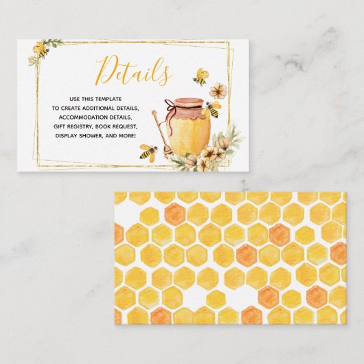 Carte D'accompagnement Bee Botanical Details Baby shower Insérer une cart (Devant / Derrière)