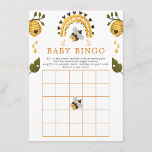 Carte D'accompagnement Bee Honeypeb Baby shower Bumblebee Bingo Jeu