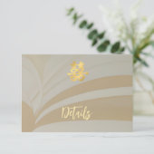 Carte D'accompagnement Beige Abstrait Art Chinese Détails du Mariage (Debout devant)