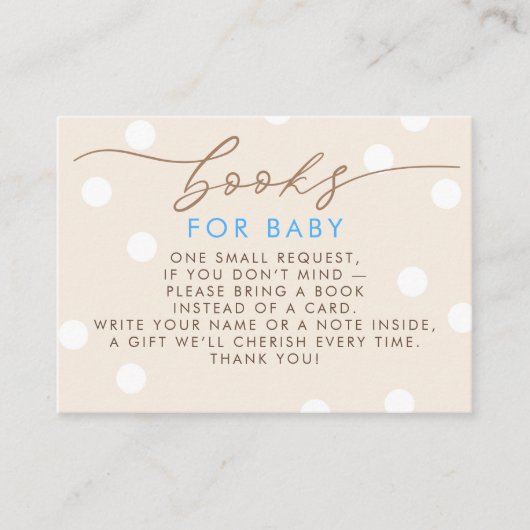 Carte D'accompagnement Beige and Blue Books For Baby Request (Devant)