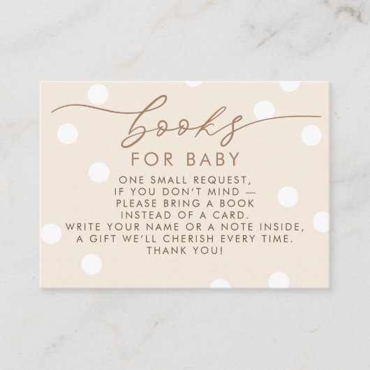 Carte D'accompagnement Beige and White Books For Baby Request (Devant)