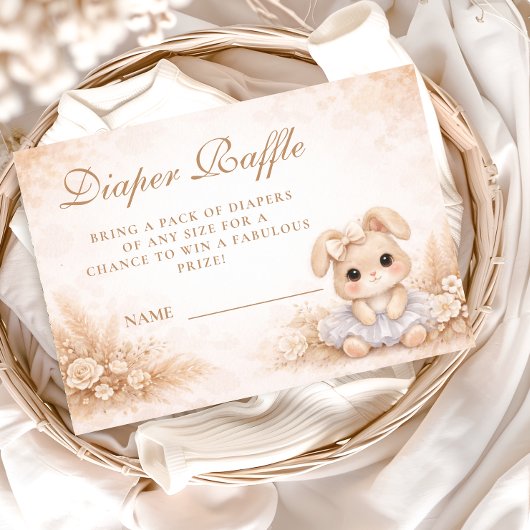 Carte D'accompagnement Beige Bunny Floral Diapper Raffle